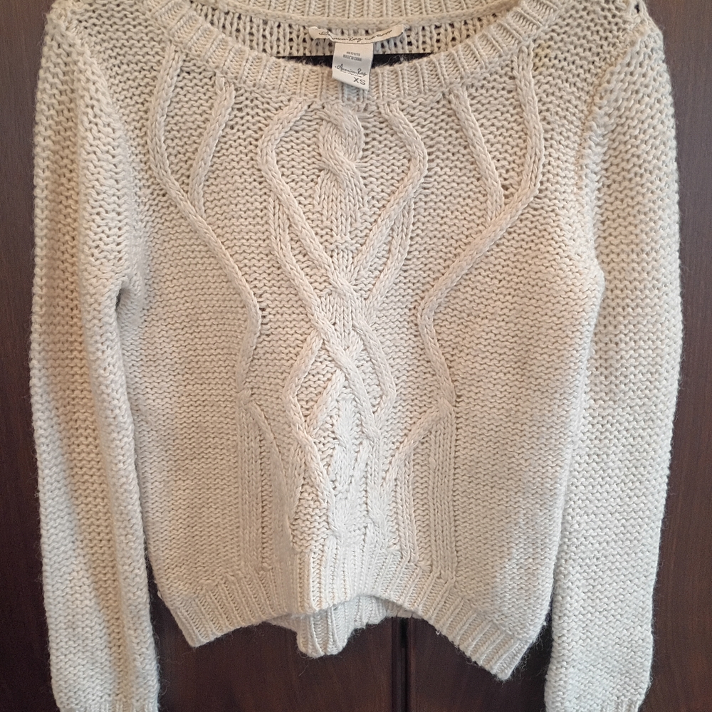 American Rag Cream Cable-Front Scoop-Neck Sweater